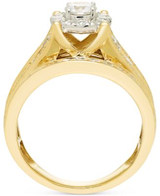 Diamond Halo Multirow Engagement Ring (2 ct. t.w.) in 14k Two-Tone Gold