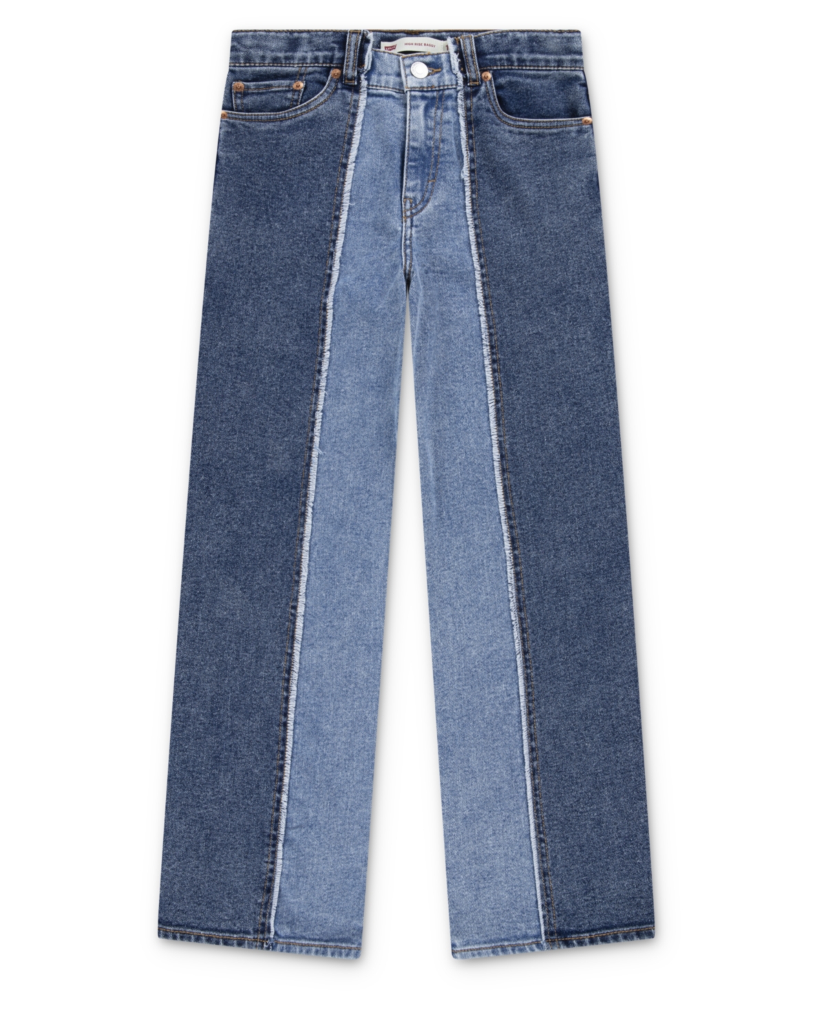 Levi's Kids' Big Girls High Rise Baggy Shade Blocked Jeans In Blue