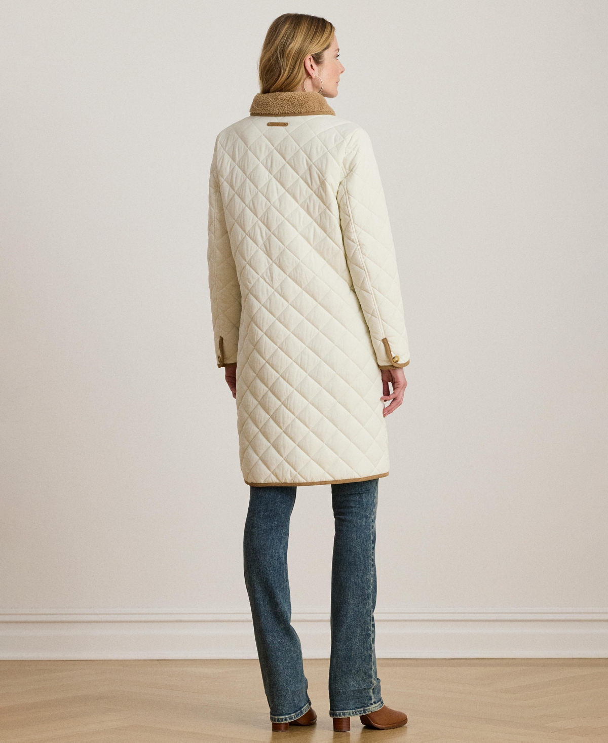 Ralph Lauren Women's Faux-fur-collar Quilted Jacket In White