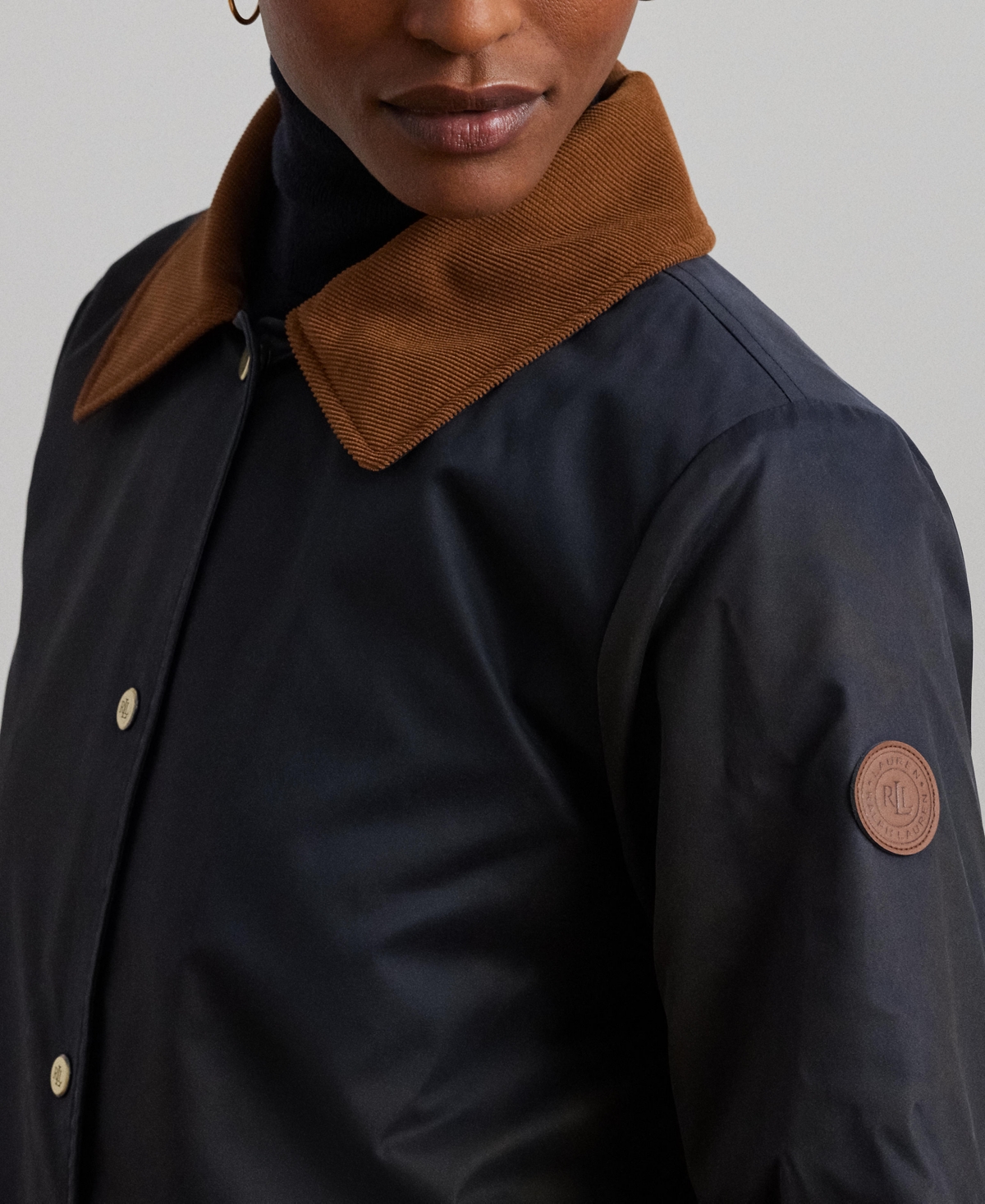 Lauren Ralph Women's Cord-Collar Waxed Jacket