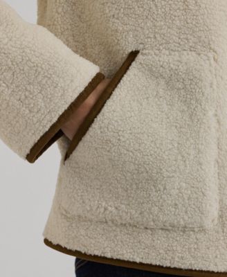 Women's Faux-Suede-Trim Fleece Jacket