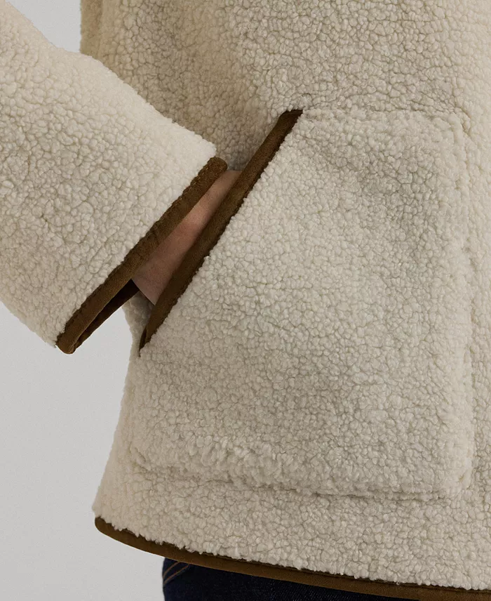 Women's Faux-Suede-Trim Fleece Jacket - thumbnail 5