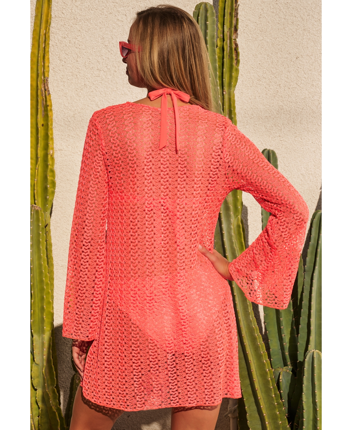 Becca Women's Crocheted Cover-up Dress In Pink