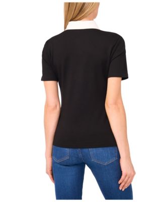 Women's Short Sleeve Contrast Collar Polo Top