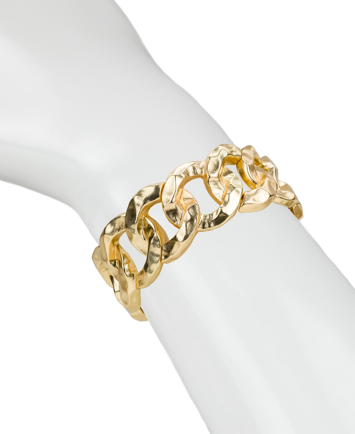 Patricia Nash Matte Hammered Link Stretch Bracelet In Gold