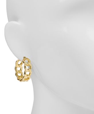 Matte Hammered Link Hoop Earrings