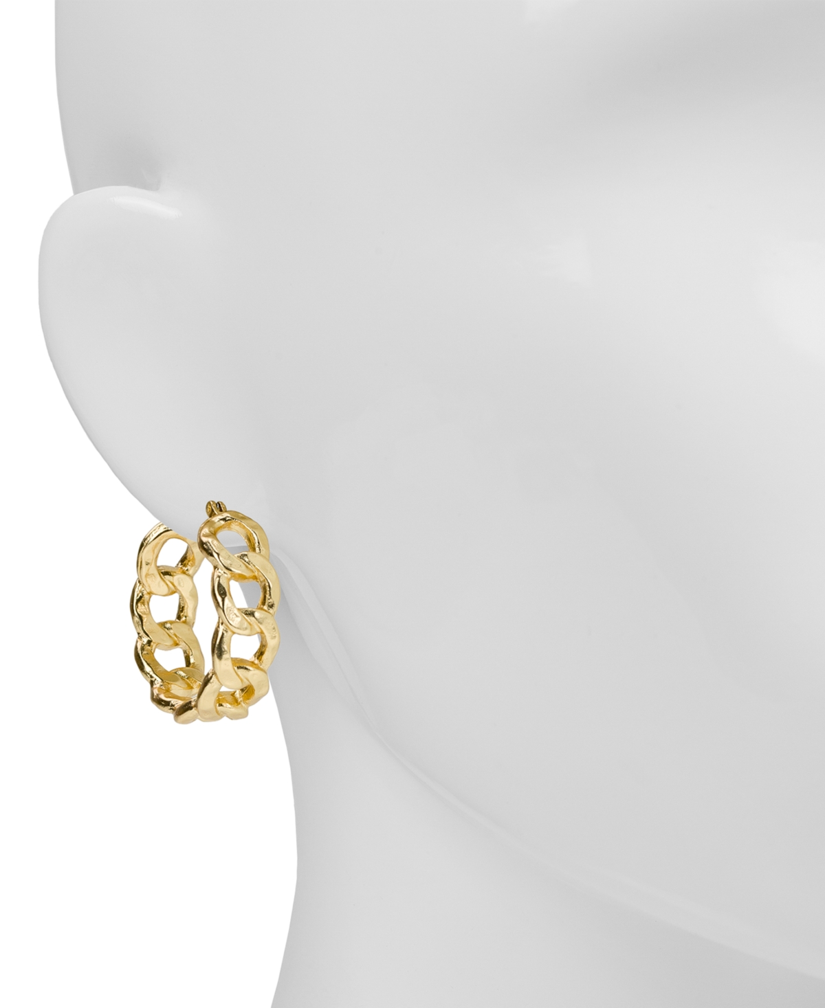 Patricia Nash Matte Hammered Link Hoop Earrings In Gold