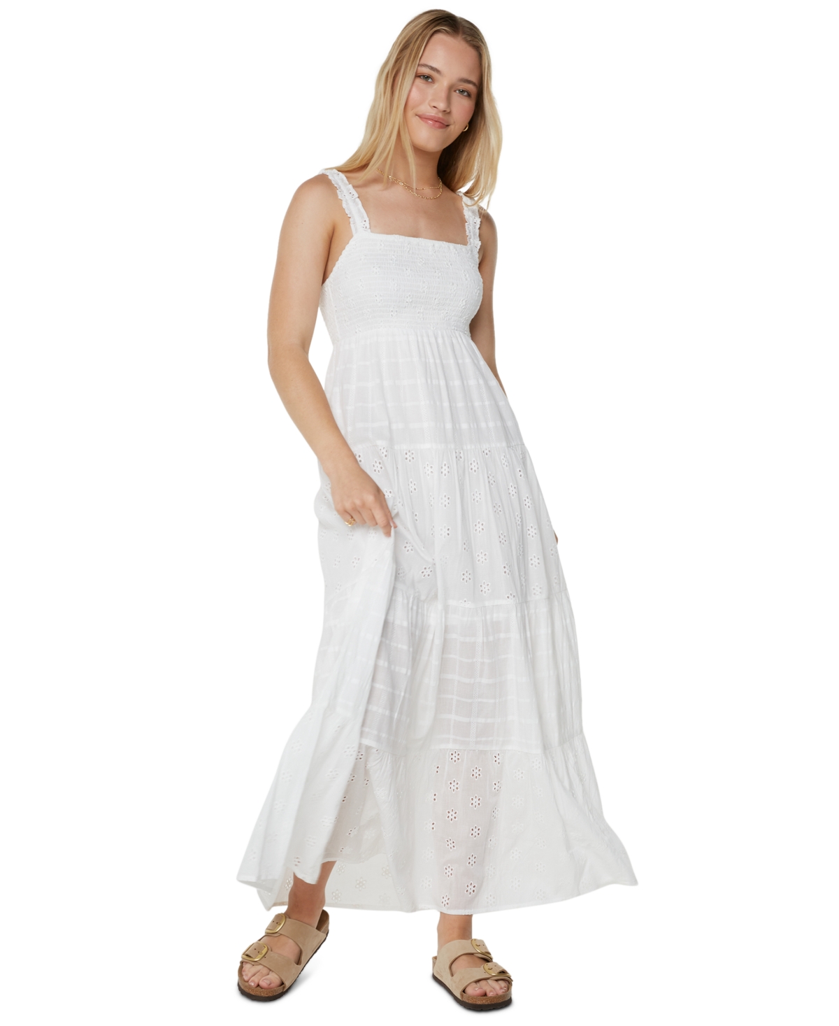Juniors' Lily Bloom Cotton Sleeveless Maxi Dress - Snow White Solid