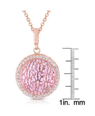 Sterling Silver 18K Rose Plated Cubic Zirconia Round Pink Pendant