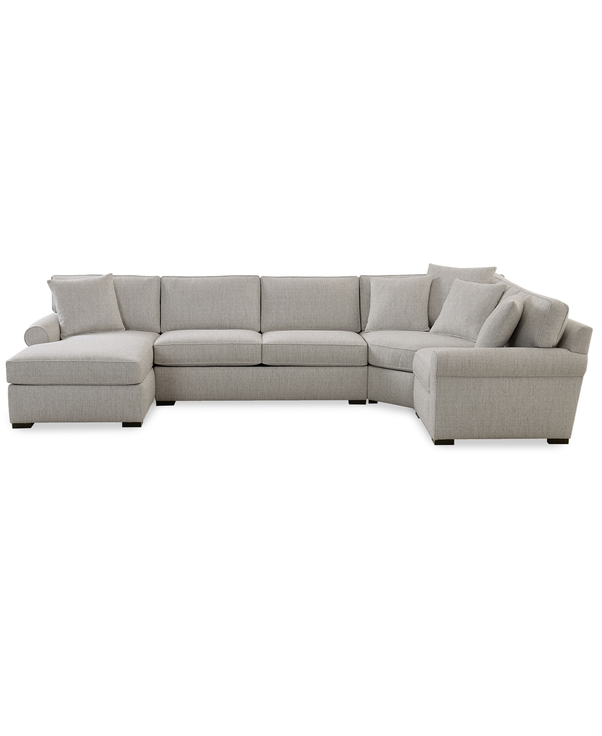 Macy's Radley Roll Arm 148" 4-pc. Fabric Chaise Sectional With Wedge, Exclusively At  In Gray