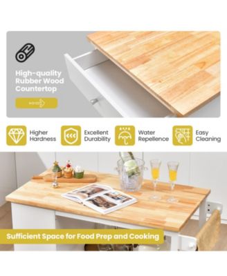 Kitchen Island Trolley Cart on Wheels with Storage Open Shelves and Drawer