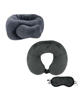 Travel Comfort Relief Bundle X2013 Memory Foam Travel Pillow With Sleep Mask Portable Neck Shoulder Adjustable Massaging Wrap