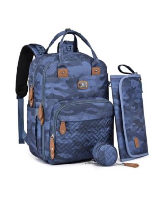 Dikaslon Diaper Bag Backpack with Portable Changing Pad, Pacifier Case and Stroller Straps - Camo