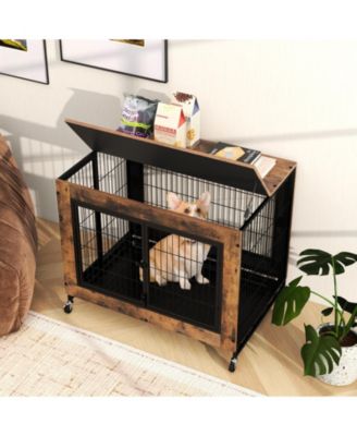Industrial Dog Kennel with Flip-up Top 3 Lockable Doors and Removable Tray