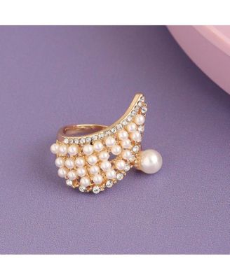 Women's White  Pearl Cluster Cocktail Ring