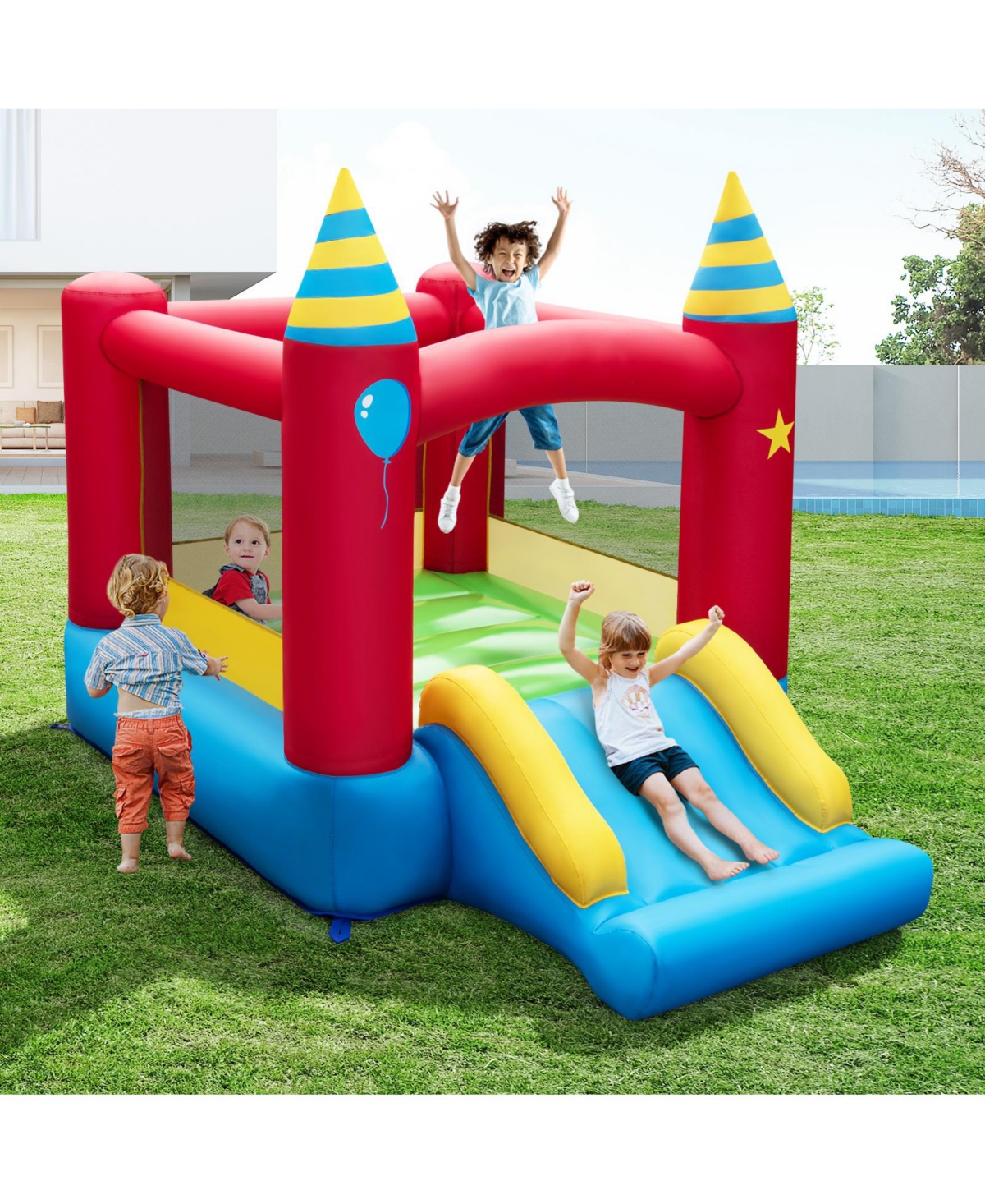 Inflatable Kids Bounce Castle with 480W Blower