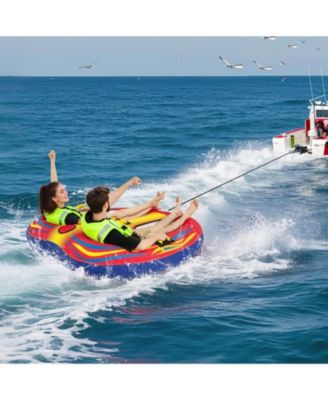 1 or 2 Person Inflatable Towable Tube for Boating with Drainage