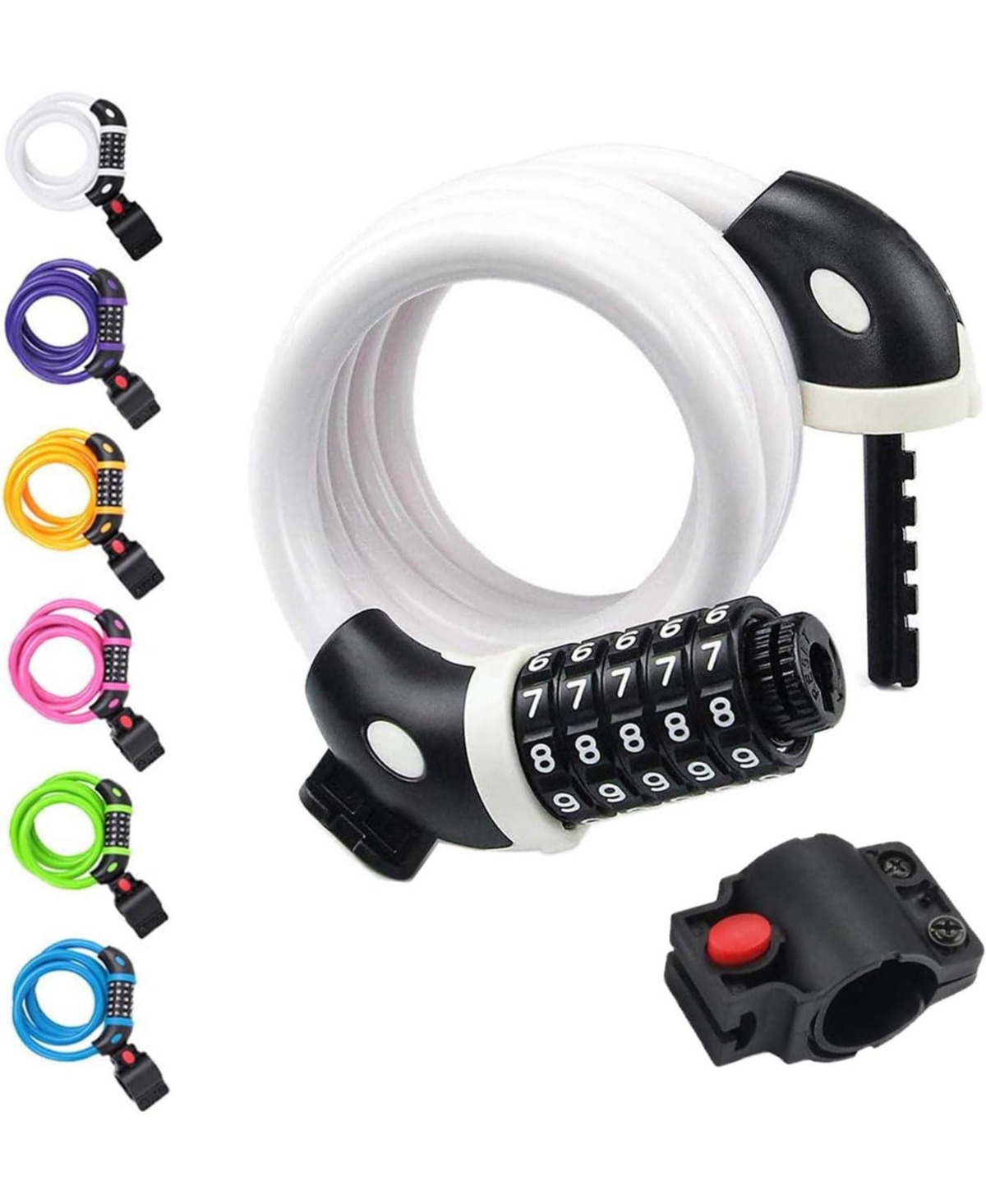Bike Lock, 5.6 Feet Bicycle Cable, High Security 5 Digit Resettable Combination Coiling Bicycle Lock, Heavy Duty Anti Theft Cable with Mounting