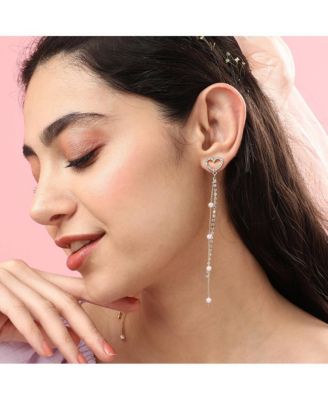 Women's White Sleek Drop Earrings