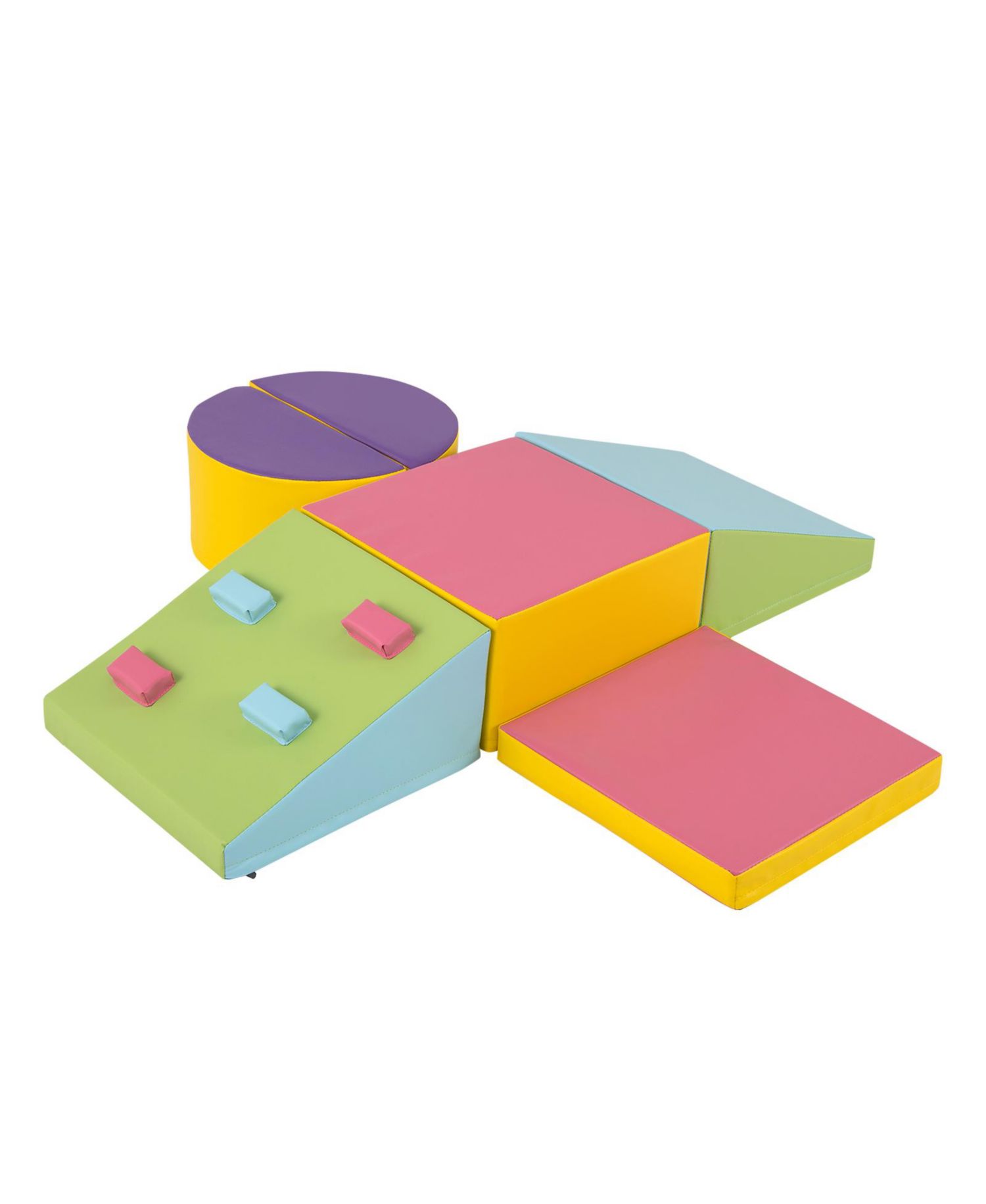 Kids 6 Piece Foam Soft Play Set with Climbing Triangle and Ramp
