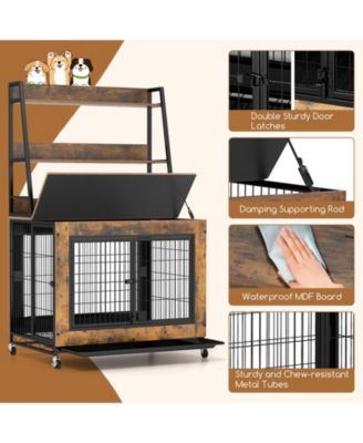 Industrial Dog Kennel Dog Crate Furniture with Storage Shelves