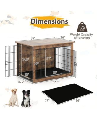 Dog Crate Furniture with Cushion and Double Doors for Small/Medium Dogs