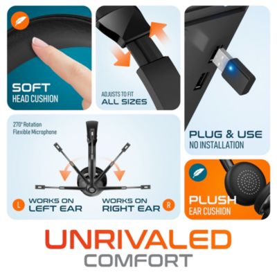 M101 Wireless Computer Headset with Wireless Charger & Desktop Holder