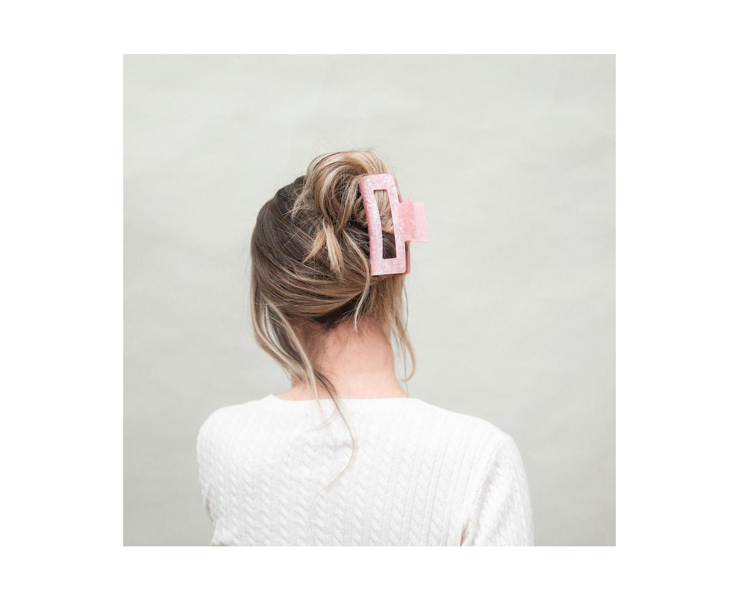Large Rectangle Claw Clip - Pink