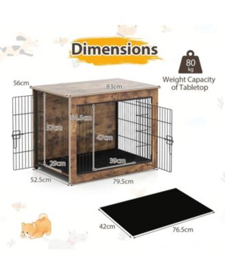 Dog Crate Furniture with Cushion and Double Doors for Small/Medium Dogs