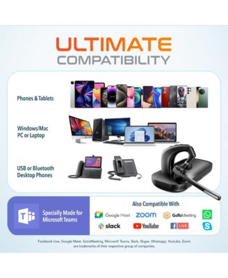 Wireless Headset for Computer with Charging Case, Bluetooth Headset with Noise-Cancelling Mic, Specially Designed for MS Team, Zoom, Google Meet, Driving, and Office