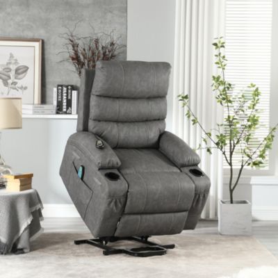 Recliner Chair Electric Power Lift Recliner Chair with Massage and Heat for Elderly, with Side Pockets, Hidden Cup Holder