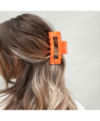 Large Rectangle Claw Clip - Orange