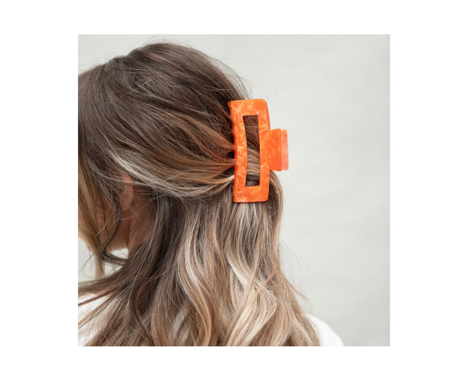 Large Rectangle Claw Clip - Orange