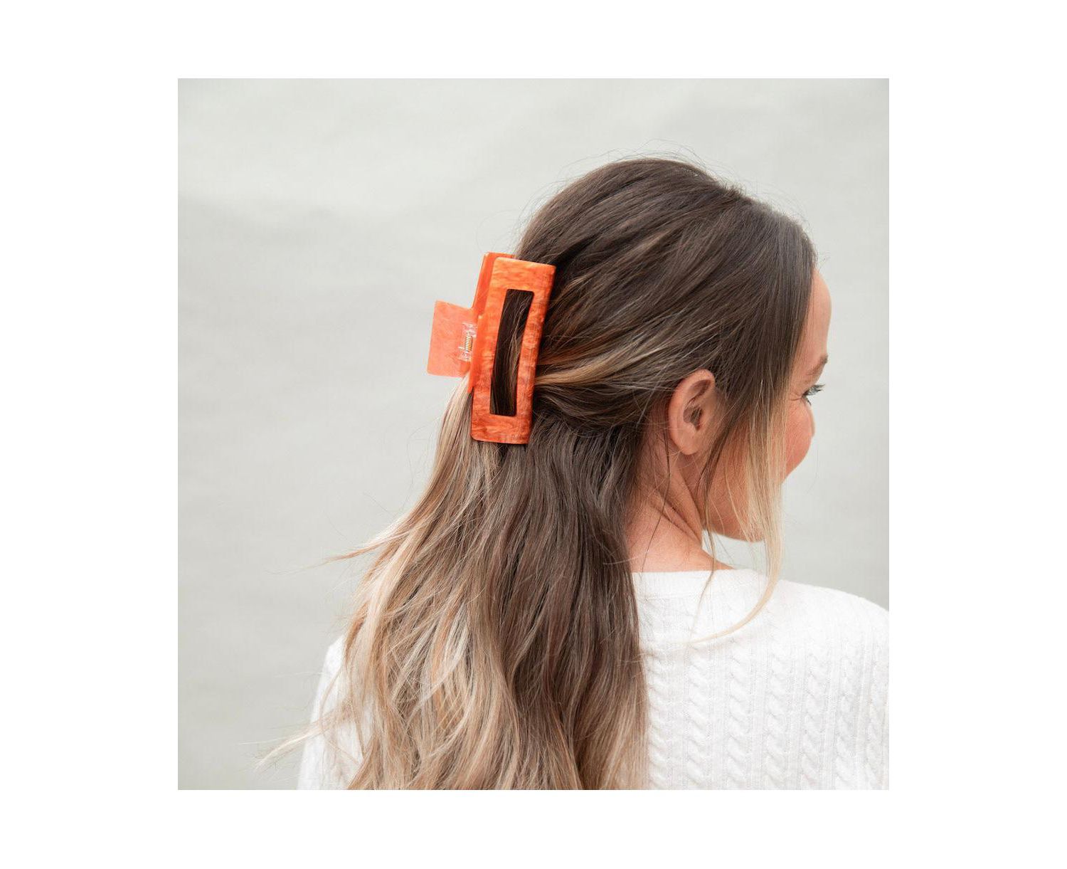 Large Rectangle Claw Clip - Orange