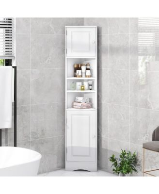 CASAINC 66.9"H Tall P2-Grade MDF 2 Doors, Adjustable Shelves, Multi-Functional Storage Corner Cabinet