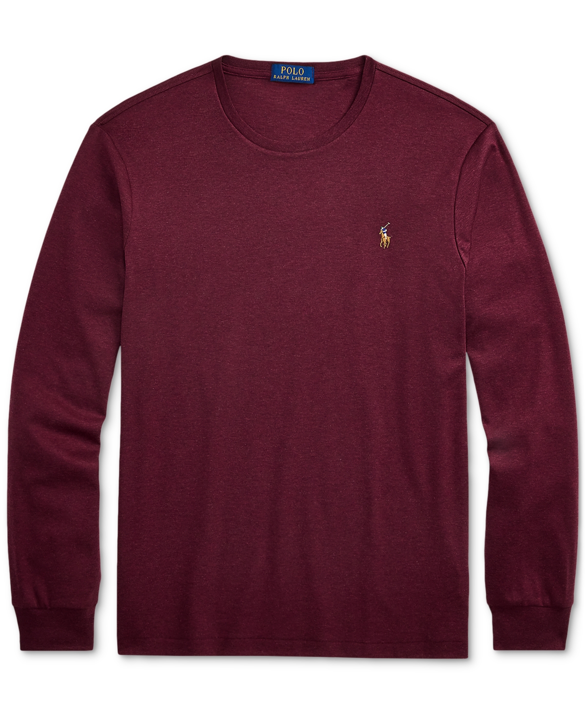 Polo Ralph Lauren Slim Fit Long Sleeve Tee In Burgundy