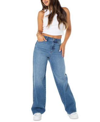 Juniors' High Rise Baggy Wide-Leg Curvy Jeans
