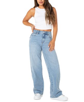 Juniors' High Rise Baggy Wide-Leg Curvy Jeans