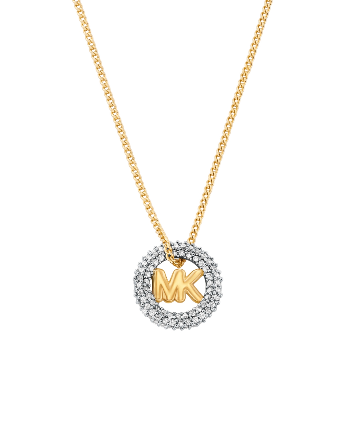 Pave Logo Pendant Necklace - Gold