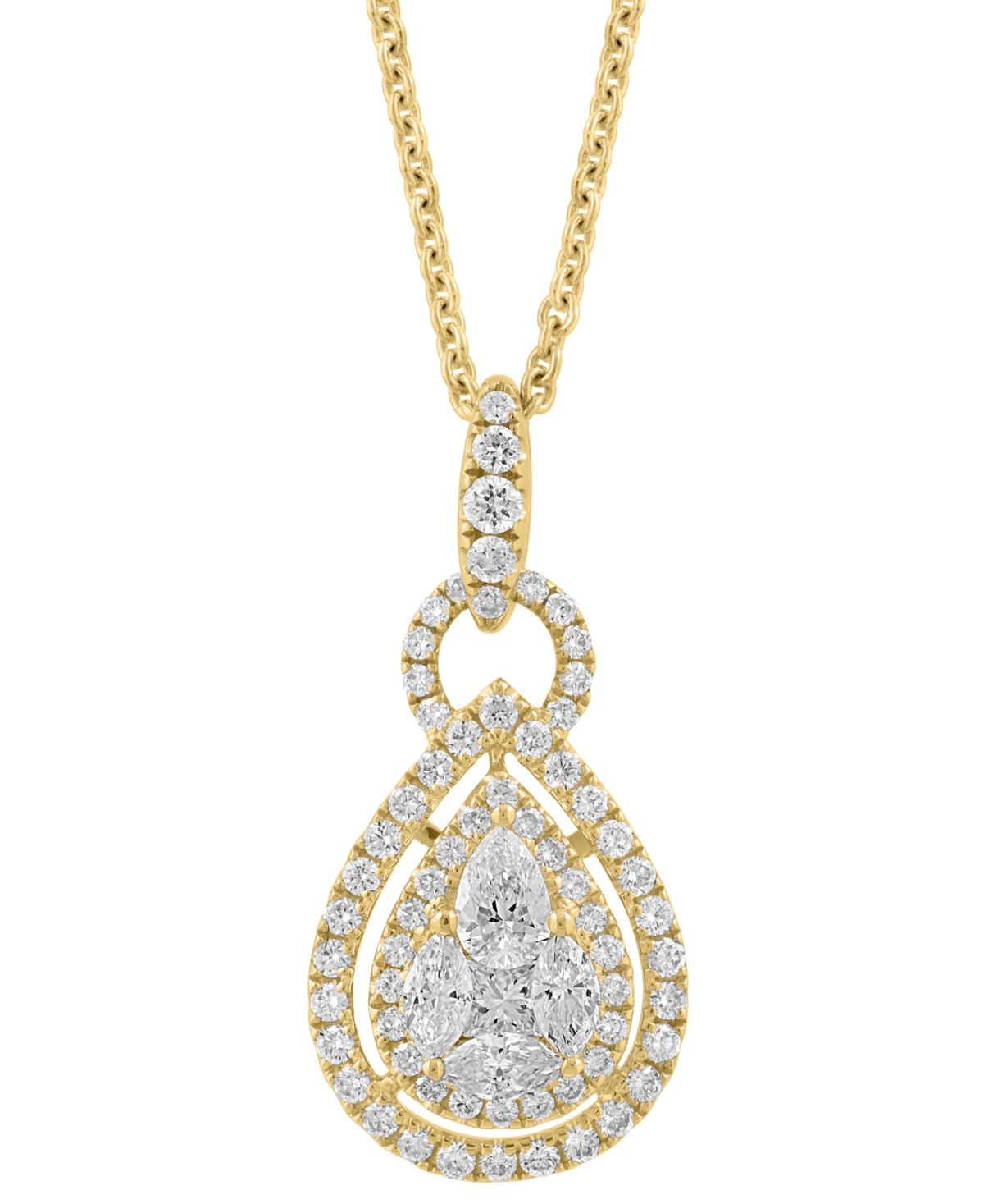 Effy Diamond Mixed Cut Teardrop Halo 18" Pendant Necklace (1 ct. t.w.) in 14k Gold (Also in white gold) - Gold
