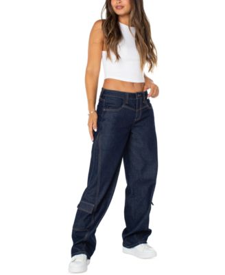 Juniors' Mid-Rise Baggy Cargo Jeans