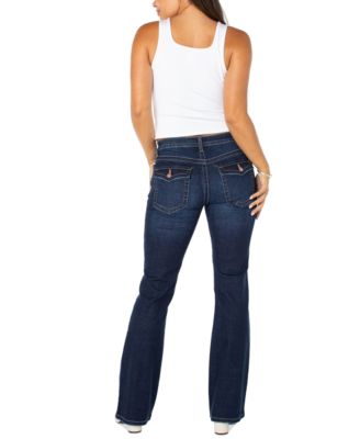 Juniors' Low-Rise Extended-Tab Bootcut Jeans