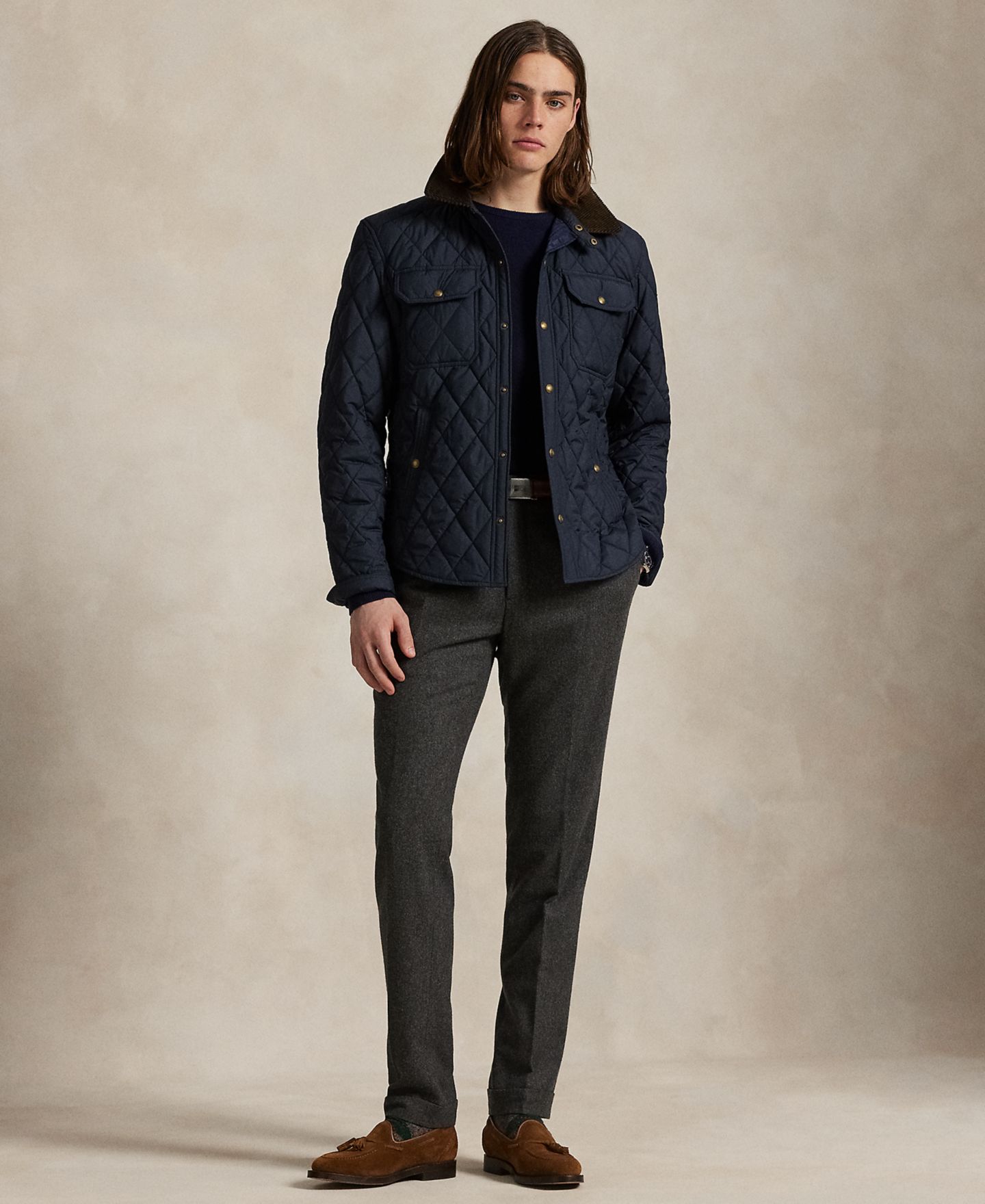 Мужская куртка Polo Ralph Lauren Beaton Quilted Water-Repellent Snap-Front, цвет: Тёмно-синий — фото 2