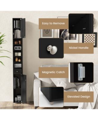 Freestanding Slim Bathroom Cabinet with Drawer and Adjustable Shelves