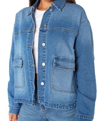 Juniors' Oversized Denim Shirt Jacket 