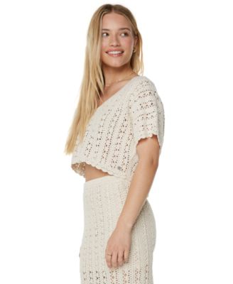Juniors' Sea Swirl Crochet Cotton Top