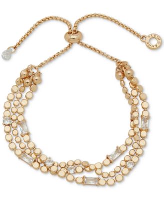 Anne Klein - Gold-Tone Flat Chain & Stone Slider Bracelet