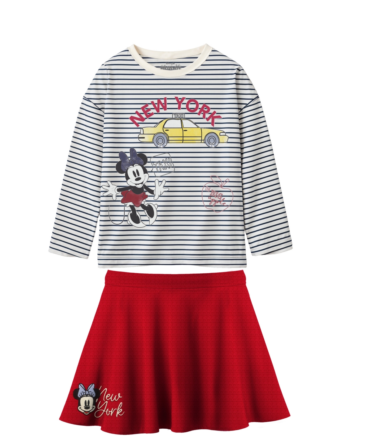 Disney Toddler And Little Girls 2-piece Minnie New York T-shirt And Skirt Set In Gray