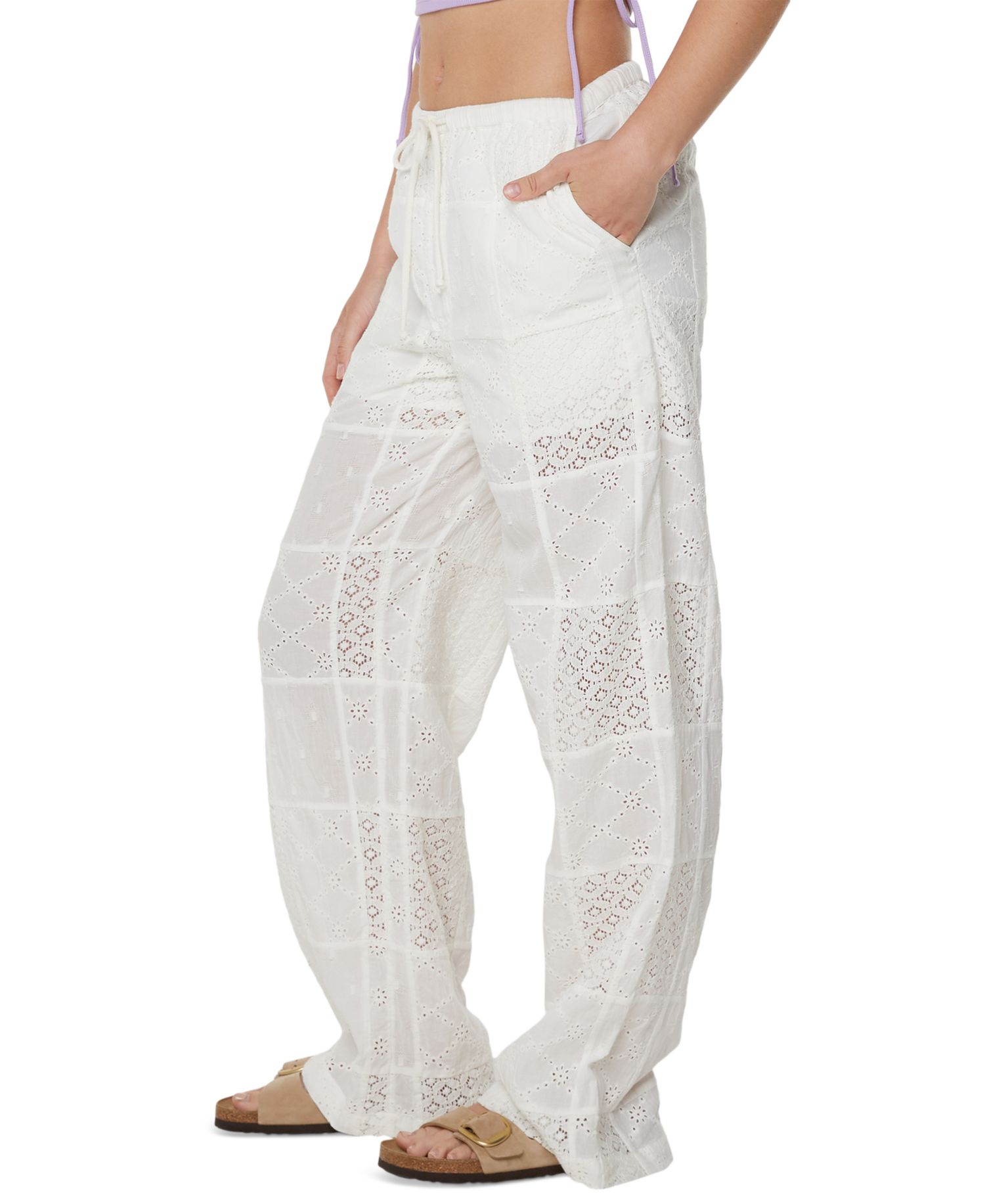 Women's Precious Patchwork Cotton Eyelet Pants