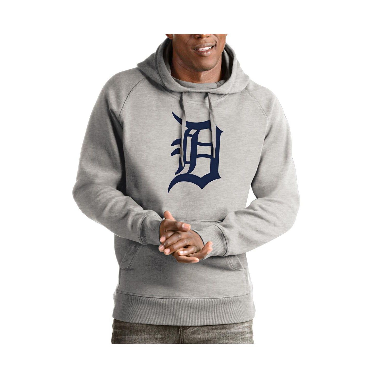 Мужское худи Antigua Heathered Gray Detroit Tigers Victory Pullover — фото 1